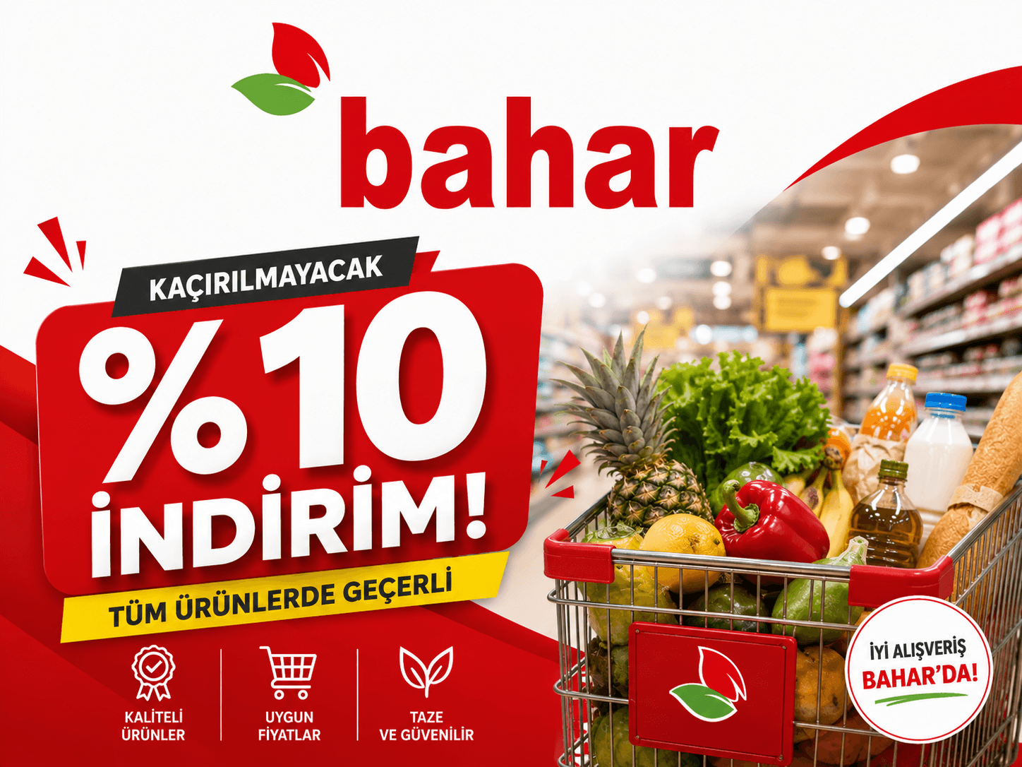 Bahar Market'te %10 İndirim!